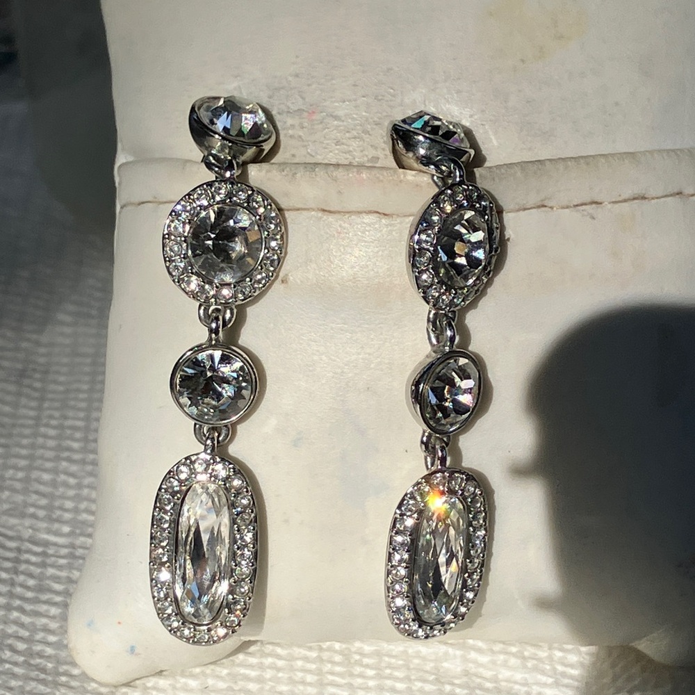 Givenchy Icy Silver Crystal Dangle Post Earrings - image 2